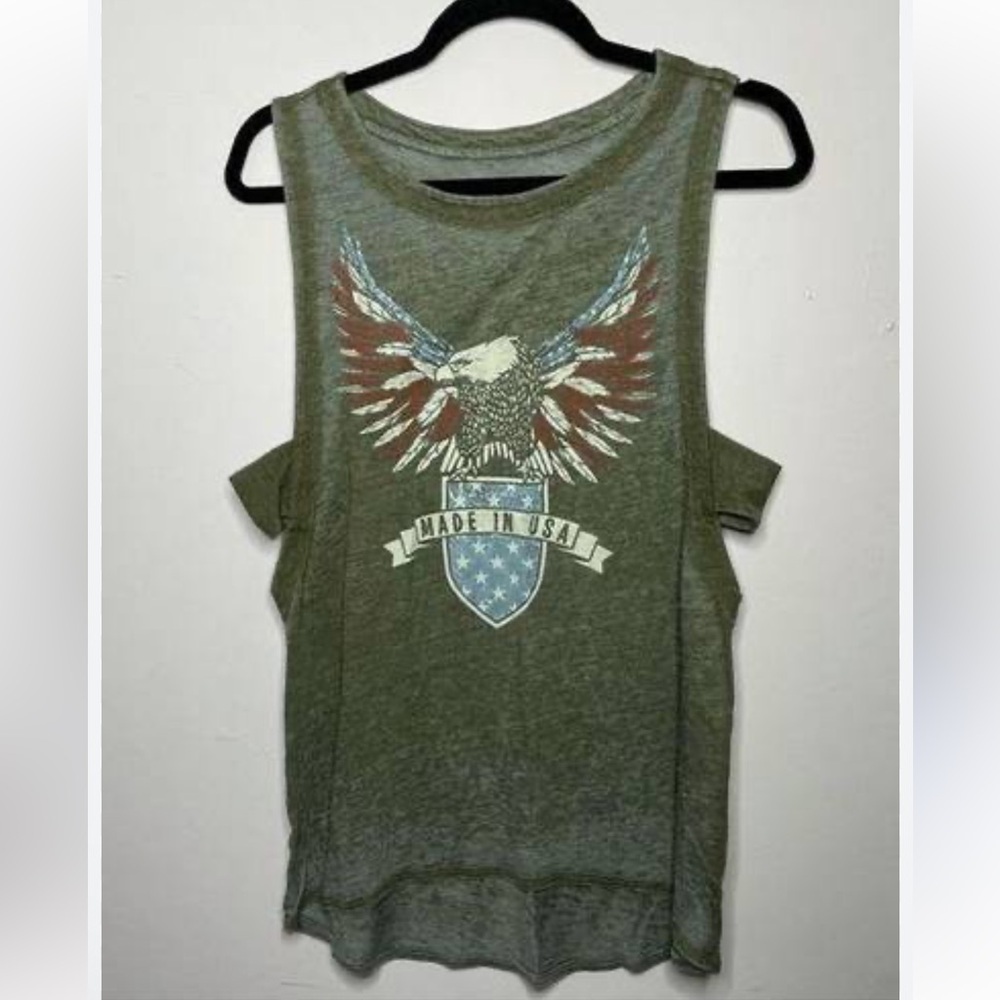 Chaser Olive Green Graphic Tank with Eagle Shield